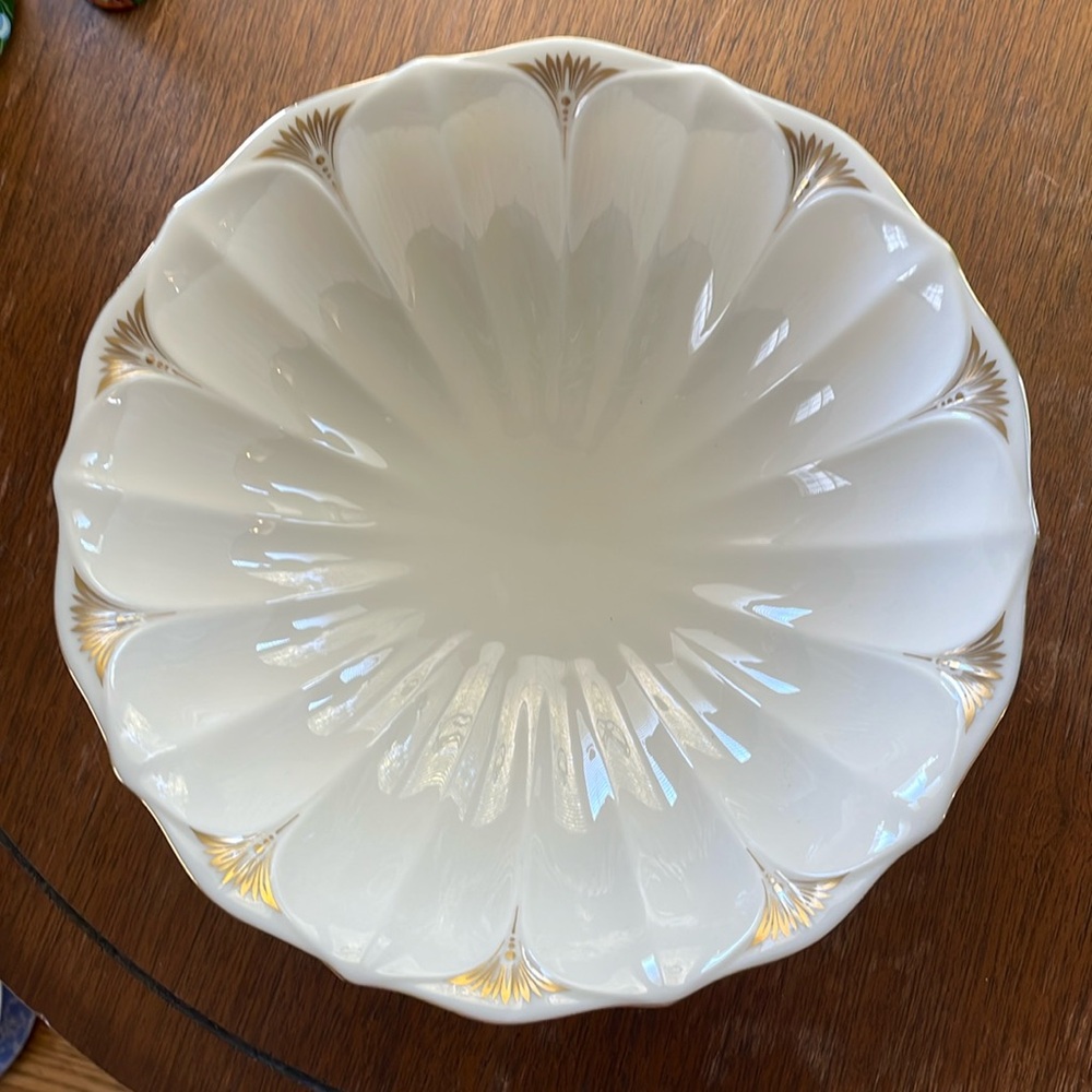 Lenox Gold Rimmed Serving Pedestal Bowl Large Vintage